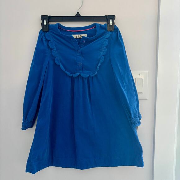 Boden Girl’s Norah Scallop Cord Dress Blue Sz 6-7Y - Picture 2 of 11
